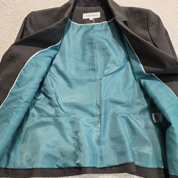 Calvin Klein Dark Gray 2 button Blazer Jacket Size 8 Officecore Corpcore - Picture 11 of 13